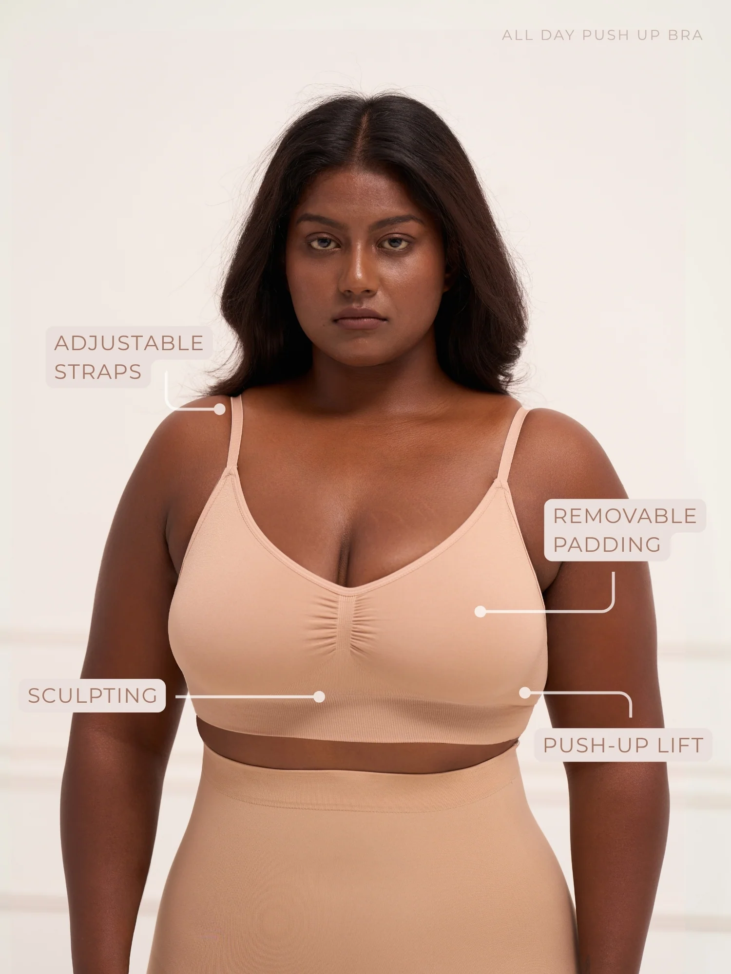All Day Push Up Bra - Lightly Padded Full Coverage Wireless Bra with Adjustable Straps - Image 4